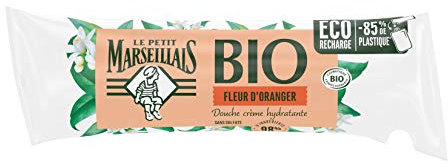 Le Petit Marseillais | Recharge Crème de Douche Hydratante BIO Fleur d'Oranger (berlingot de 250 ml) – Gel douche avec 98 % d'ingrédients d'origine naturelle – Éco-recharge -85 % de plastique