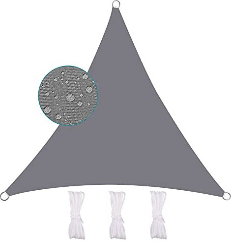 Vela Ombreggiante Impermeabile Triangolare 6X6X6m Vela Tenda Anti-UV 95% Impermeabile & Protezione Solare Antivento & Resistente a Strappi per Giardino Patio Piscine, Grigio