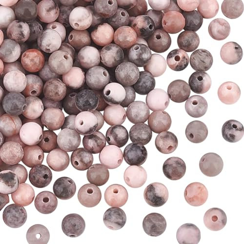 OLYCRAFT 186pcs 4mm Natural Rosa Zebra Perlen Gestreifte Jade Perlen Runde Lose Edelsteinperlen 2 Strang Energiestein Perlen Für Armbänder Naturstein Perlen Für Armband Halskette Schmuckherstellung
