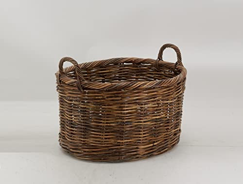 AubryGaspard Cesta grande de ratán con asa de 58 cm de diámetro