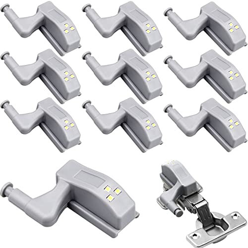 10pcs Lámpara LED Bisagra Lamp para Bisagras de Armarios Luz Universal Gabinete Armario Bisagra LED Color Blanco Cálido para Cocina Muebles Armario Puerta Del Armario Bisagra