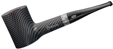 Chacom Pfeife Carbon 155 Straight Poker von stadlerweine / Carbonoptik / Länge 144 mm / Kopfhöhe 43 mm / Zierring Metall / Mundstück Acryl schwarz Fishtail / 9 mm