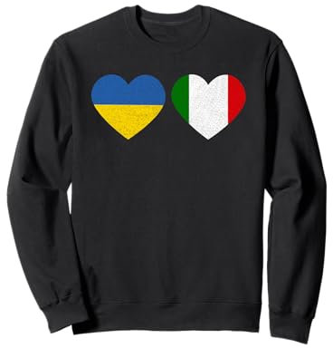 Ucraina bandiera cuore e Italia bandiera cuore Vintage Felpa