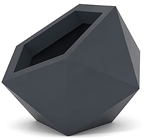 FORVEGA, Dione Blumentopf, Pflanzgefäß, Blumenständer, Übertopf, Asymmetrischer, Pflanzenständer, Garten, Deko, Terasse, Innen & Außenbereich 43x46 cm, Anthrazit