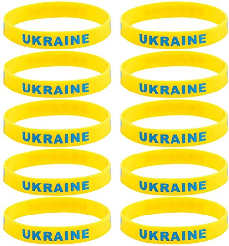 Tianbi 10 Stück Silikon-Armband, Ukraine, Nationalflagge, Mehrfarbig, elastische Silikon-Armbänder, Sport-Handgelenkschlaufe Friedensliebhaber