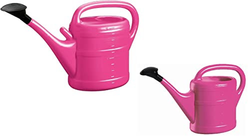 Gießkannen Set 10L + 5L PINK + 1x BILDMAGNET! Blumenkanne Kunststoff, Gießkanne groß & klein für Garten & Zimmerpflanzen Gieskannen Giesskanne 10 & 5 L Liter Watering Can Gieskannen10Liter