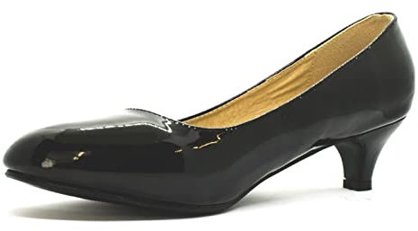 Womens Ladies Low Kitten Heels for Office, Work, Night Out and Party Court Shoes Evening Girls Comfortable Shoes Pumps with Synthetic Sole for Evening Dresses for Women UK (Black Mat, Numeric_8)