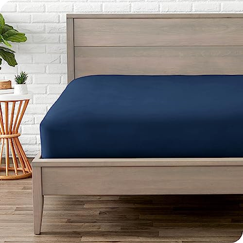 Bare Home - Spannbettlaken 200 x 200 cm - Doppelt gebürstete Polyester-Mikrofaser - 30 cm Tiefe Tasche - Oeko-TEX Standard 100, 200 x 200, Dunkelblau