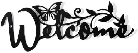 nbeads Welcome Papillon Décoration Murale en Métal, Noir Tenture Décor Silhouette Mur Art pour la Maison Chambre Salon Salle de Bains Cuisine Bureau Jardin Hôtel Décoration Murale, 11.5x30 cm
