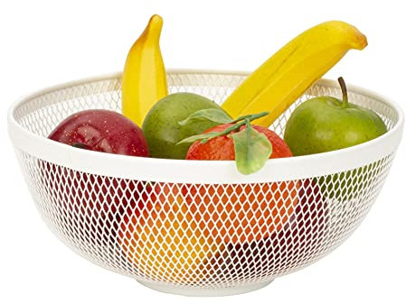 Lifestyle & More Moderner Obstkorb Früchtekorb Obstschale aus Metall weiß 26x12 cm