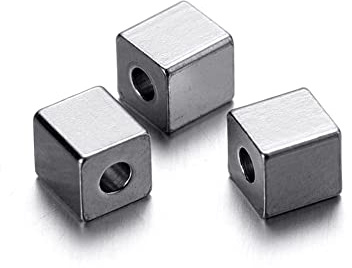 60 Stück 4 mm Würfel-Abstandshalter Perlen für die Schmuckherstellung, Edelstahl-Abstandsperlen, lose Abstandsperlen, 1.5 mm Loch, Silber