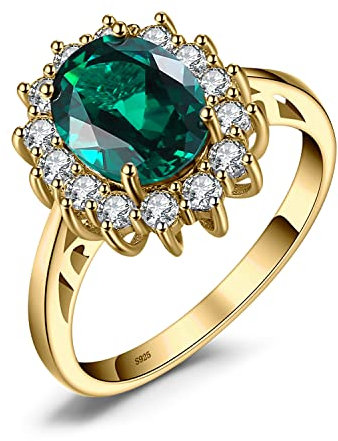 JewelryPalace Prinzessin Diana Kate Middleton Edelstein Smaragd Ringe Gold, Verlobungsring Eheringe Promise Verlobung Ring Silber 925 Damen, Silberringe Damenring Antragsring Ringe, Damen Schmuck 57