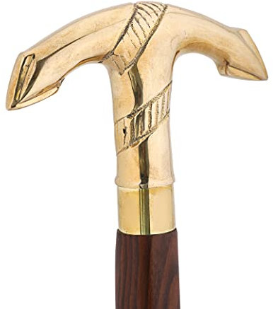 Ajuny Canne de Marche en Bois Fait Main avec Poignée en Laiton – Légère & Ergonomique, Embout Antidérapant, 91 cm (36”), Bâton de Marche Décoratif pour Hommes, Femmes & Seniors