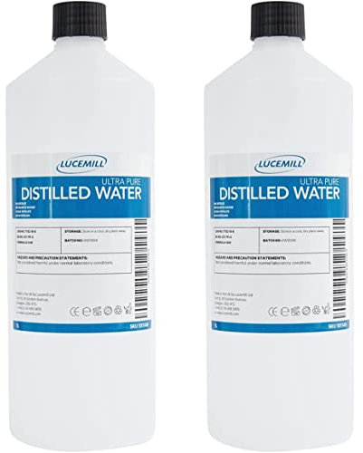 Lucemill Distilled Water | 2 Litre (2x1L) | Distilled Water for CPAP Machines, Irons, Cleaning Machines and More | Made in the UK