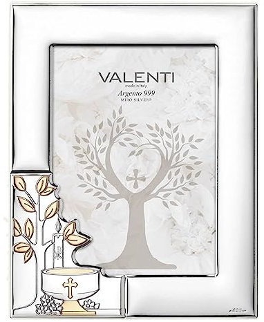 Valenti Argenti Cornice Portafoto per Il Battesimo con L'Albero della Vita, Adatta a Fotografie 13 x 18 cm