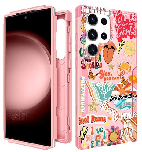 Pegmode for S22 Ultra Case - Heavy Duty Protective Designer Collage Cute Cartoon Hard Shockproof Bumper Phone Cases for Samsung Galaxy S22 Ultra for Girly Women Men Girls Boys Teens