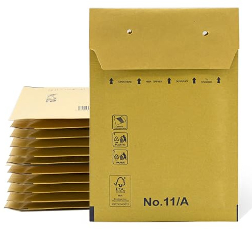 Gepolsterte Briefumschläge, Luftpolsterumschläge aus Kraftpapier mit selbstklebendem Verschluss, Versandtaschen für Kleidung, gepolsterte Umschläge aus Kraftpapier - SIDI (100 x 165 mm, 20 Stück)
