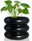 Cusmation Pot de fleurs moderne de 16,5 cm en céramique émaillée pour intérieur - Pot unique avec trous de drainage - Petites bulles mignonnes en porcelaine pour herbes et serpents - Noir