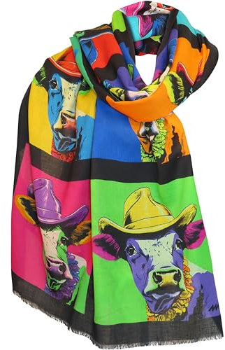 Alexandra Maxa Damen Schal mit Seide - Design POP ART KUH