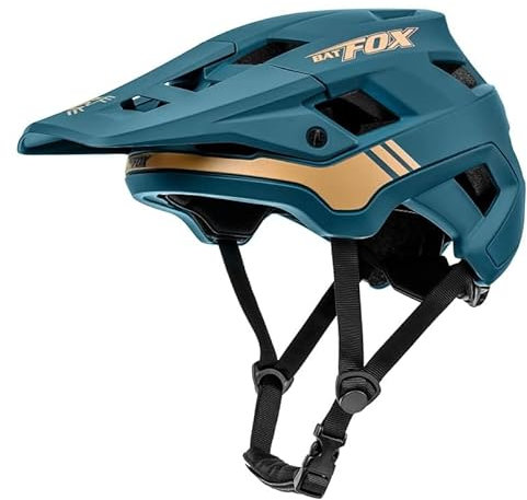 BATFOX Fahrradhelm, Leichter Komfort Mountainbike-Helm Skateboard Helm mit Visier, Atmungsaktiv Helme für Herren Damen Erwachsene Jugend, Verstellbar in der Größe-Dunkelgrün||L