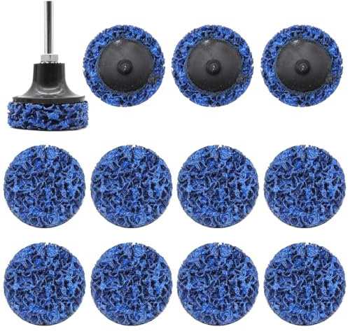 YDHfdc Grinding Discs 12 Pcs 2 inch 50mm Blue Nylon Fiber Grinder Wheel with 1/4 inch Holder for Angle Grinder