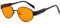 YAMEIZE Retro Ovaler Metallrahmen Sonnenbrille – für Damen und Herren, klassisch, rund, UV400-Schutz, kleine Brillen, Schatten für den Außenbereich, Schwarz / Orange