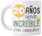 TEDEDIKO ¡FELICIDADES! (Taza ¡Feliz 20 cumpleaños! Divertido detalle de aniversario Para Hombre o Mujer - Tarjeta de felicitación - 20 años | Regalo Original | Cerámica blanca brillante)