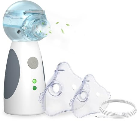 MUTOUHE Inhalationsgerät für Erwachsene und Kinder, USB Wiederaufladbarer Leiser Tragbarer inhalator mit 2 Masken