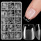 ZEYACHAN 540 Pièces Capsule Americaine Ongle Ballerine Court, 15 Tailles Faux Ongles Transparent, Semi Givré, Soft Gel Nail Tips, Faux Ongles et Capsules Pour DIY Nail Art