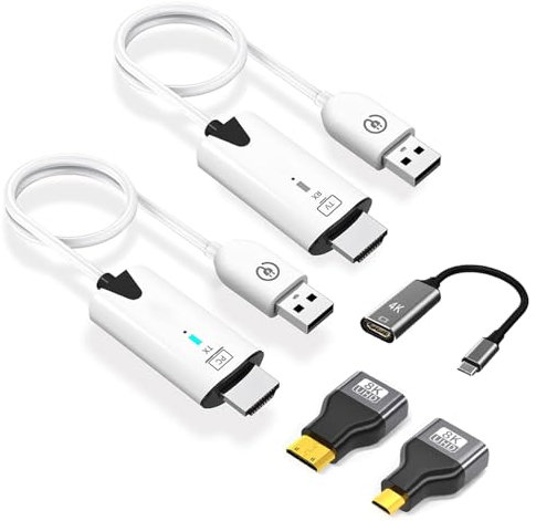 Kabelloser HDMI-Sender und -Empfänger, tragbarer 1080P kabelloser HDMI-Extender, 50 m Reichweite, Plug & Play, für PC, Laptops, TV-Box, PS4/5, Kameras zu TV/Projektor/Monitor + USB C