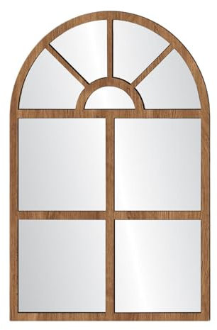 LOVIVER Miroir de fenêtre arqué, Miroir d'entrée Pratique, décoration Murale pour Salon et Chambre à Coucher, Bois