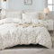 Covebett Cotton Duvet Cover Single Size White Grey Leaves Leaf Butterfly Bedding Set 2pcs, 1 Soft Cosy Quilt Comforter Cover 135x200 cm with Zipper Closure and 1 Pillowcase 50x75 cm