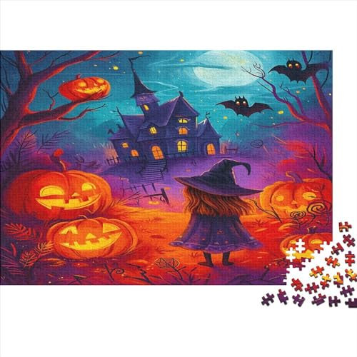 lihuogongsio Halloween 1000 Stück Puzzles Haunted Haus Impossible Puzzle Schwer Für Erwachsene Lernspiel Spielzeug Geschenk Schöne Geschenkverpackung Premium Quality Mehrfarbig 1000pcs (75x50cm)