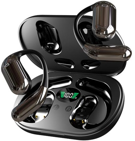 Erazer Xp2 True Wireless Open Ear Earbuds, Bluetooth 5.4, Waterproof, Noise Reduction, With Box for Running, Hiking, Walking (Black)