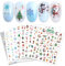 GWAWG Nagelsticker Weihnachten, 10 Blatt Aufkleber Nägel, Nägel Sticker Set, Winterliche Weihnachtselemente, Schneeflocken, Weihnachtsbäume, Pinguine, Rentiere, Schleifen