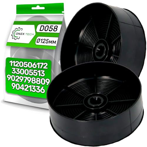 2 Pieces Carbon Cooker Hood Filter D058 Ø125 mm with Original Code 1120506172 33005513 9029798809 90421336 for Zanussi for Aeg for Electrolux - Warranty 5 Years - ONIX TECH