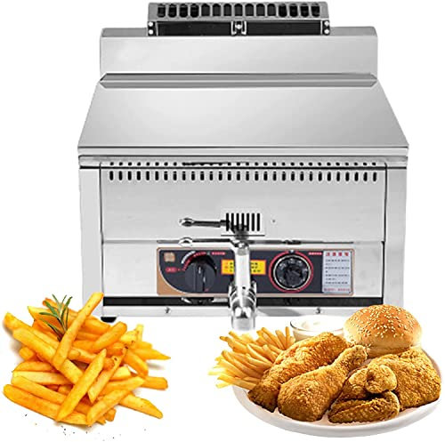 Panier de friteuse Commerciale Friteuse à gaz de comptoir Commerciale, Machine à friteuse à gaz, cuisinière extérieure au Propane GPL, friteuse à Graisse en Acier Inoxydable avec Panier amov