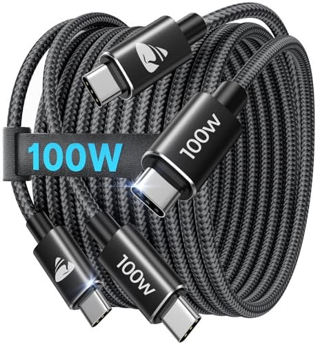 USB C auf USB C Kabel [2Stück 3M+3M] 100W/5A Schnellladekabel USB C auf USB C Kabel Nylon Lang USB Typ C Ladekabel für iPhone 16 15 Pro Max, MacBook Pro/Air, Samsung S24 S23 S22, iPad Pro