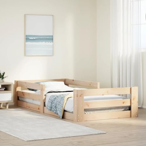 Homgoday Massivholzbett Einzelbett Doppelbett, Holzbett Bettrahmen mit Lattenrost, Bettgestell Bett Jugendbett für Schlafzimmer Gästezimmer (ohne Matratze) 80x190 cm Kiefernholz