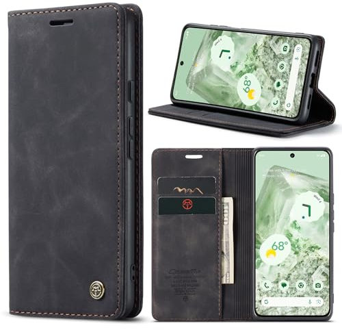 owlhold Cover Google Pixel 8A Custodia Pixel 8A Portafoglio Flip [Antiurtoo][Cavalletto][Carta Fessura] Cover Pelle per Google Pixel 8A - Nero