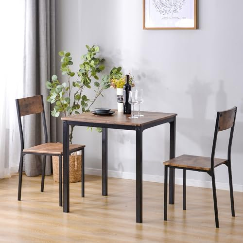 Massivholz-möbelset, Braune Vintage-essgruppe, Mit 70 X 70 cm Großem Quadratischem Tisch Und Kaffeestuhl, Geeignet Für Wohnzimmer, Wohnung, Büro
