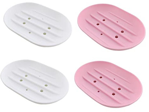CANIGHT 4pcs Soap Holder Kitchen Sponge Holder Countertop Soap Tray Reed Diffuser Empty Soap Dish with Drain Kitchen Sponge Organizer Bathroom Soap Dish Travel Soap Case Soap Plate