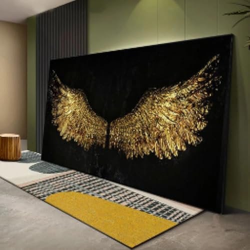ADOHOME Abstract Canvas Paintings Angel Wings Golden Wall Art Canvas Posters And Prints Wing Pictures For Living Room Decor 80x160cm Frameless