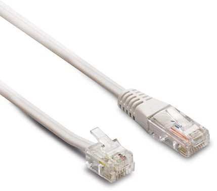 Metronic 395231 Câble téléphonique RJ45/RJ11 mâle/mâle 1,8 m pour modem routeur fax compatible norme NF C15-100 Blanc