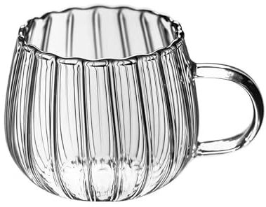 Clear Glass Pumpkin Cups With Handles 350ml Halloween Mug Fall Halloween Coffee Mug Tea Cups For Milk Latte Cappuccino Hot Beverage (clear) Vintage Glasses Set (Clear, 7.2x7.7cm)