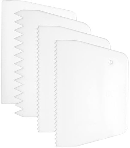 JJUNW 4Pcs Cake Scraper Cake Smoother, Cake Decorating Tools Dough Scraper, Glue Spreader Plastic Trowel Plastic Scraper, Adhesive Spreader for Cake Bread Dough Food Baking Birthday DIY Kitchen