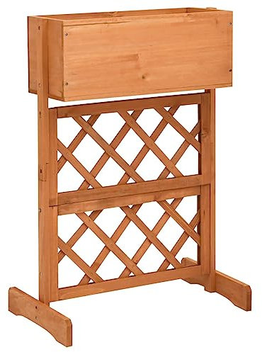 Generisch Eck-Spalier mit Pflanzkasten aus Tannenholz, Outdoor Blumenkasten mit Rankhilfe, für Kletterpflanzen, für Garten und Balkon, Orange, 40 x 40 x 150 cm