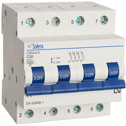 Solera® CBM420 Interruttore Magnetotermico, C20, 4P, 4M, 6kA, 20A • 3 unità