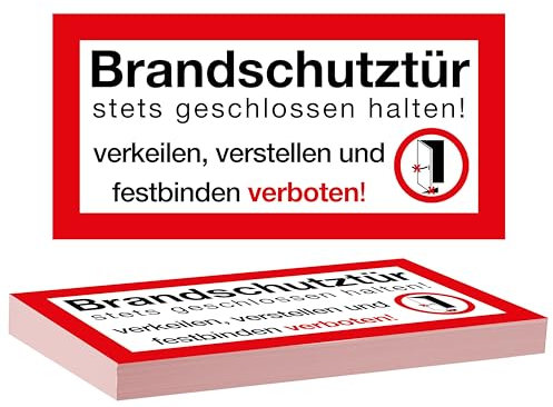 Clever Pool Maxi-Pack 60 Aufkleber Brandschutztür – 21x10,5 cm – stets geschlossen halten verkeilen verstellen verboten – Warnhinweis Feuerschutzabschluss, Verbotszeichen