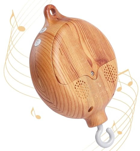 Baby Mobile Spieluhr Holzoptik Music Box Bettglocke,Kinderbett Mobile Motor Baby Spieluhr Spinner Mobile Babybett Babybettwäsche Rotierende Bettglocke Anhänger Babybett Deko